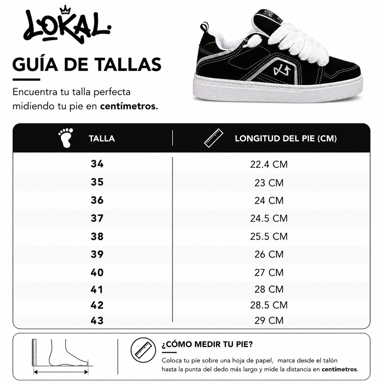 Calzado Lokal Big Negro Blanco
