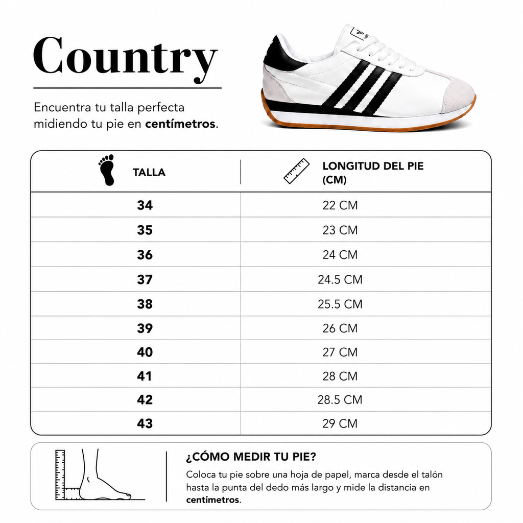 Tenis Country OG Blanco/Negro