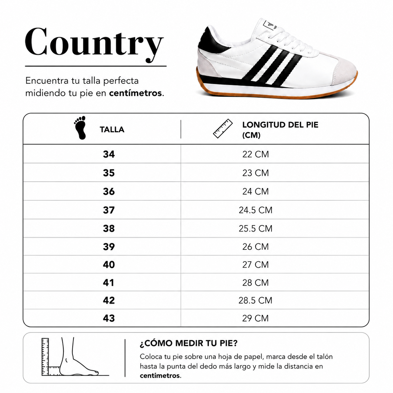 Tenis Country OG Blanco/Negro