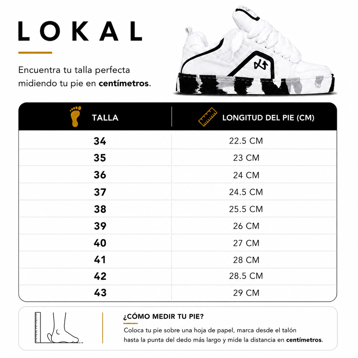 Calzado  Lokal Skate Unisex Blanco x Negro