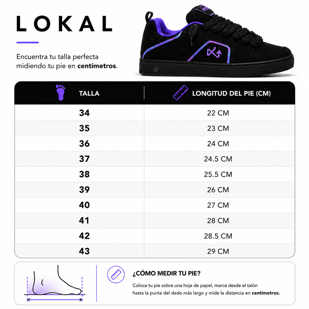 Calzado deportivo Lokal Skate Unisex Negro