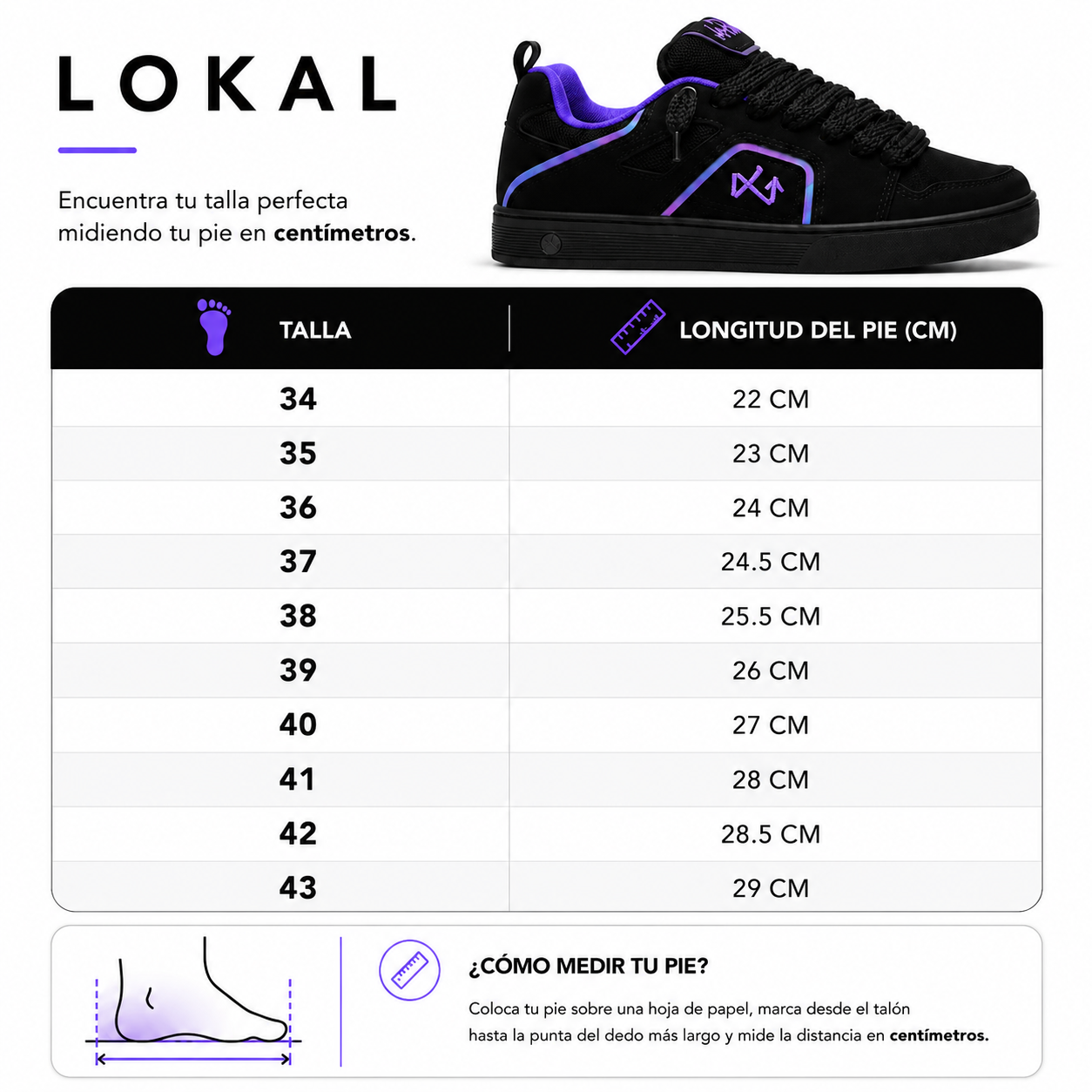 Calzado deportivo Lokal Skate Unisex Negro